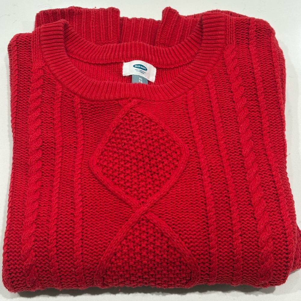 Old Navy Red Classic Cable Knit Sweater - XL
